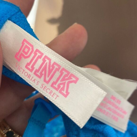 Pink Victoria's Secret Women's Blue Wear Everywhere Rhinestone Push Up Bra 34B - Picture 9 of 11